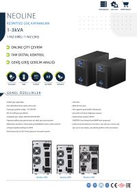 TESCOM NEOLINE 3KVA 6x12V/9AH Akülü 1F/1F ONLİNE LCD Ekranlı 5/10 DK UPS 900040102 - 1